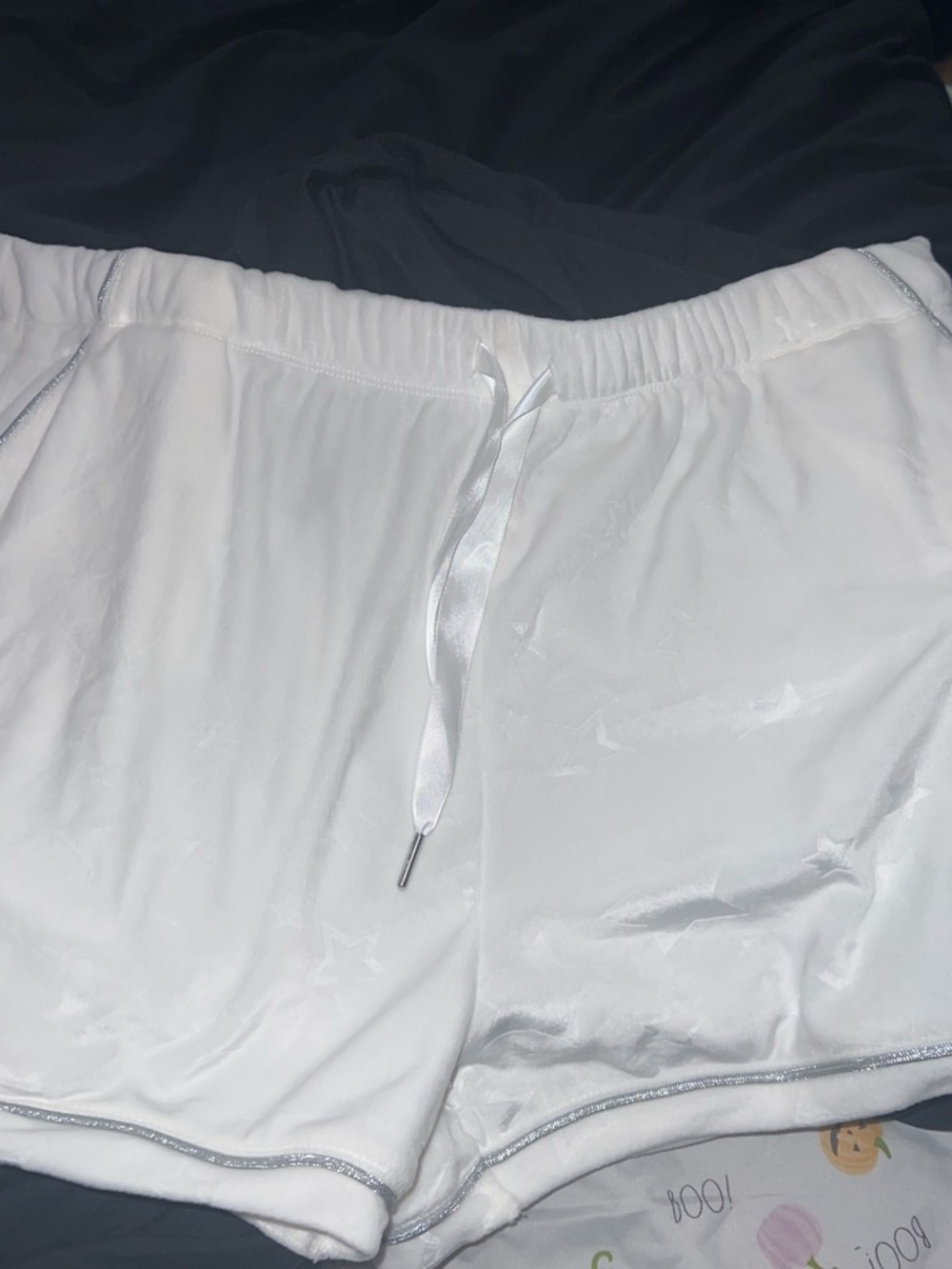 Soft White Women’s Pajama Shorts with Satin Drawstring